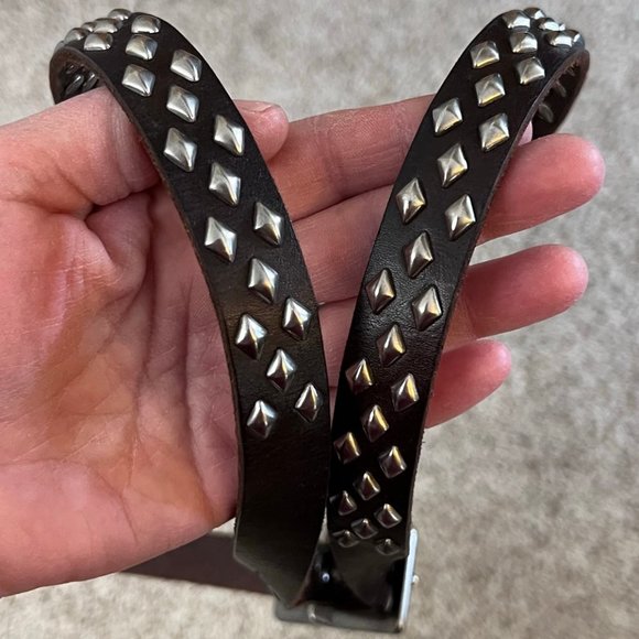 BED/STU Leather Diamond Studded Skinny Belt - Large - Picture 4 of 6